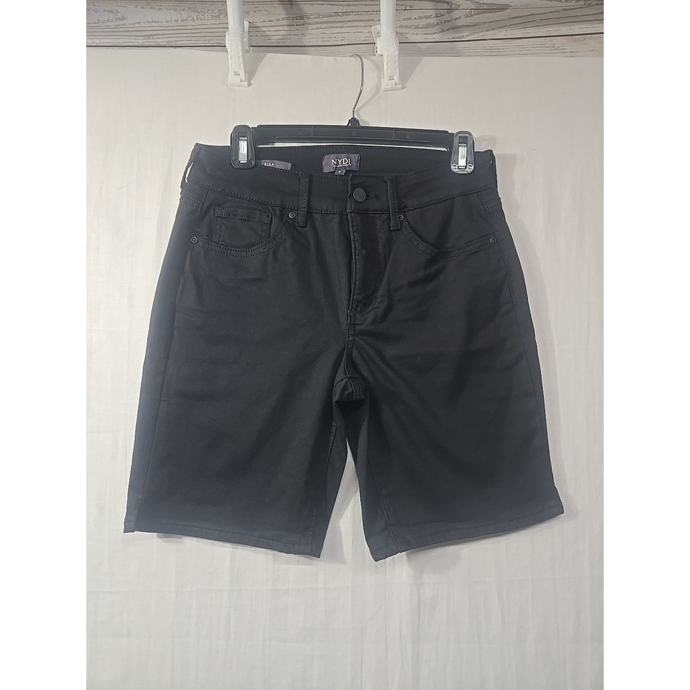 NYDJ Not Your Daughter's Jeans Ella Black Bermuda Shorts Size 6 Womens Stretch
